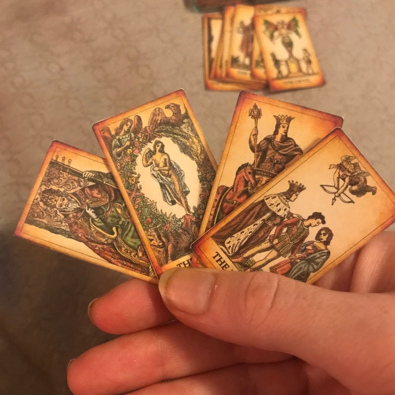 Miniature Tarot Cards 78 Major And Minor Arcana Etsy