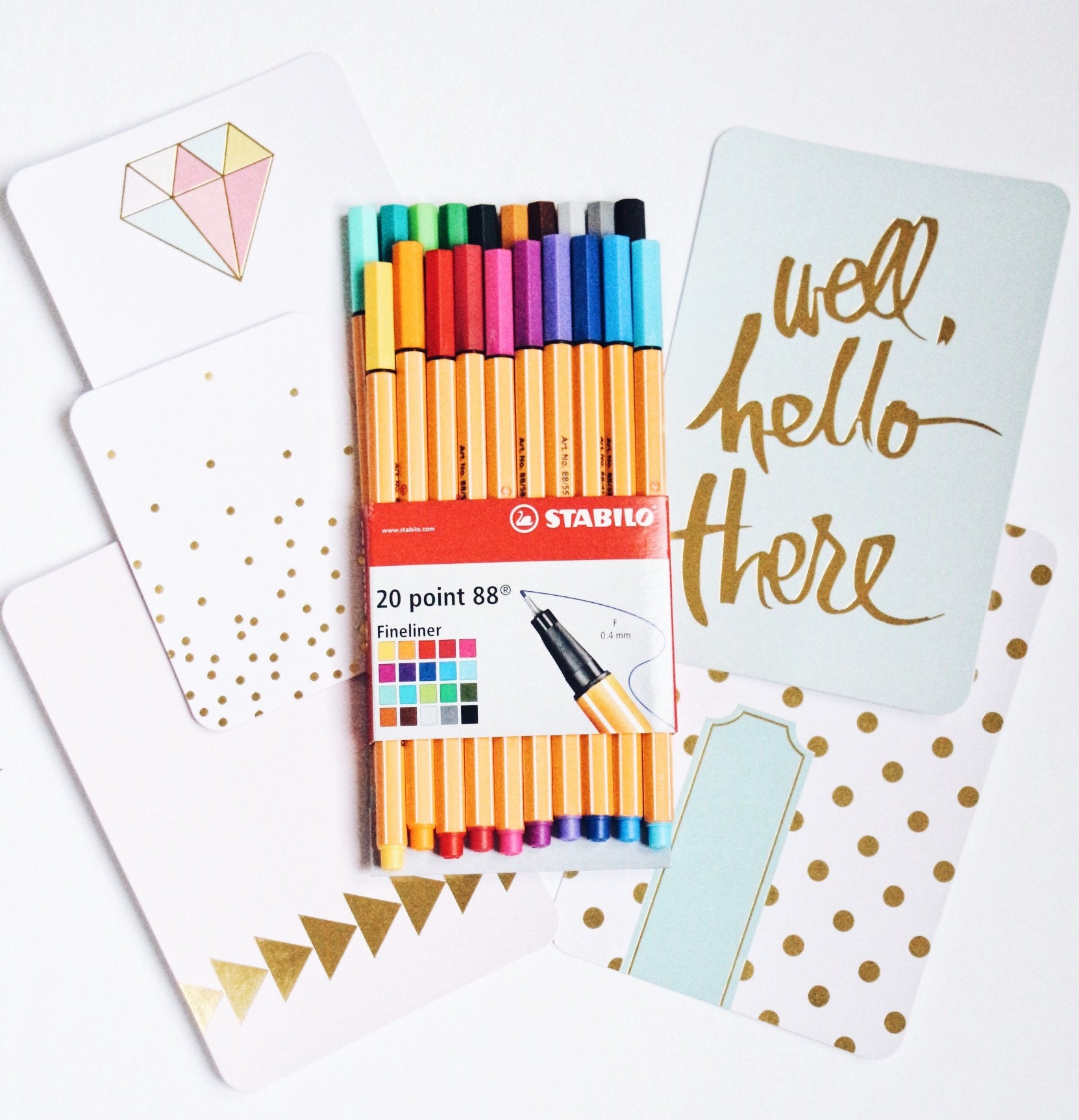 Stabilo Pens 20 Point 88 With 5 Note Cards of Our Shop - Etsy