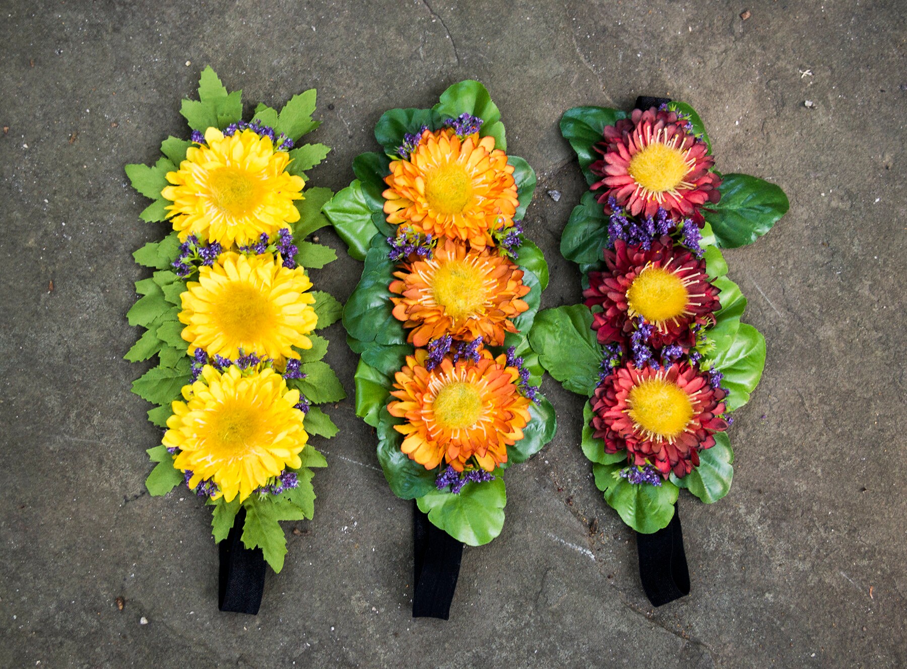 Orange Strawflower With Leaves Flower Headband Etsy Ireland