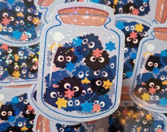 Soot Sprite Jar - Holographic Vinyl Sticker