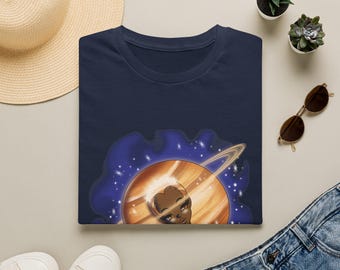 Saturn Girl Illustration T-Shirt | Space Planet Graphic Tee