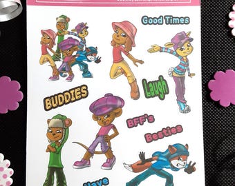 Lámina de pegatinas de animales con sombreros: acabado mate y brillante.