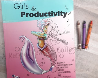 African American Girls Coloring Book, Gloss Cover, Ages 4-8, Gifts for Girls, Activities, Word Search, Black Art, Mermaid Outline, Fun Mazes