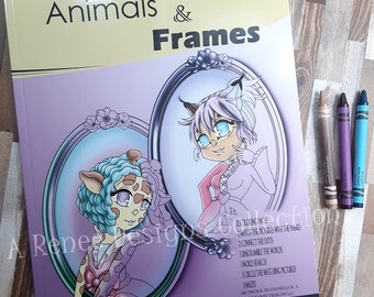 Anime Animals Coloring Book, Activity Books with Animal, Kids Ages 4-8, Pages to Color, Kawaii Artwork, Connect the Dots,