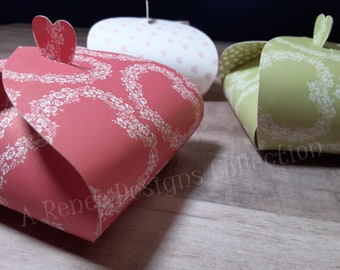 Cajas de regalo con forma de corazón de origami: recuerdos de fiesta con papel de scrapbooking (3 piezas)