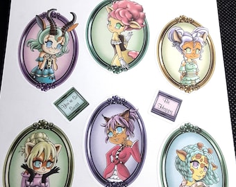 Pegatinas Kawaii de chicas animales: Calcomanías de dibujos animados de anime