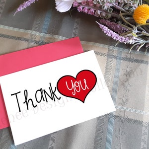Thank You Card Printable, Printable Thank You Card, Thank You Card With a Heart, Thank You ...