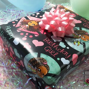 African American Girl Birthday Wrapping Paper Sheets (19x29) image 1