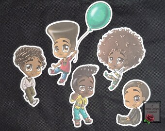 Pegatinas estilo chibi de niño afroamericano - Acabado mate troquelado