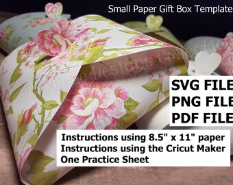 Plantilla de caja de regalo de origami con forma de corazón: archivos SVG, PNG y PDF (descarga digital)