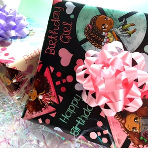 African American Girl Birthday Wrapping Paper Sheets (19x29) image 5