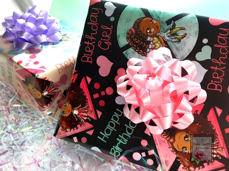 African American Girl Birthday Wrapping Paper Sheets (19x29) image 5