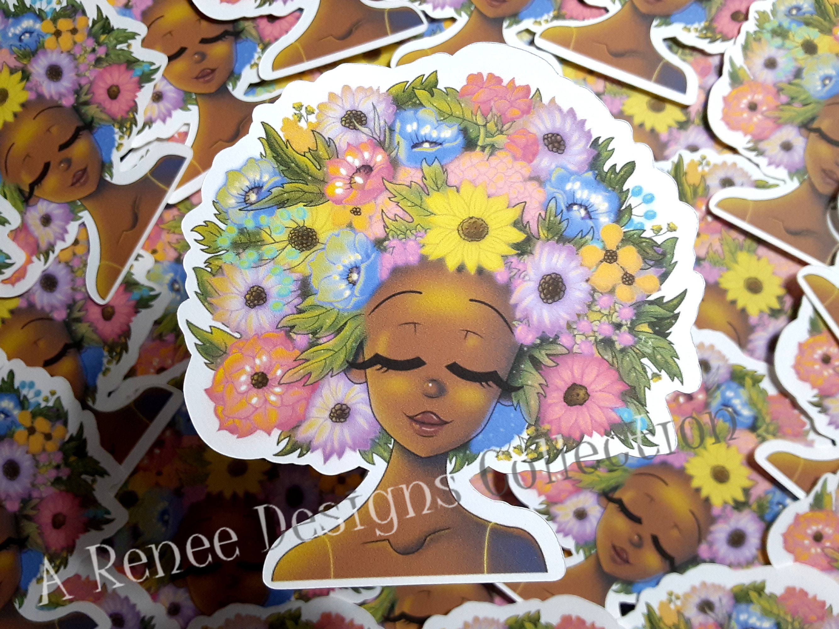African American Woman Sticker Flowery Afro Sticker Die Cut - Etsy African American Woman Sticker Flowery Afro Sticker Die Cut - Etsy