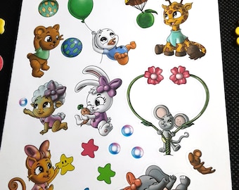 Pegatinas de animales bebés, acabado mate o brillante, corte Cricut