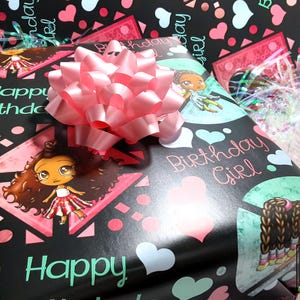 African American Girl Birthday Wrapping Paper Sheets (19x29) image 7