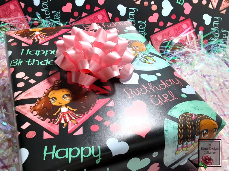 African American Girl Birthday Wrapping Paper Sheets (19x29) image 7