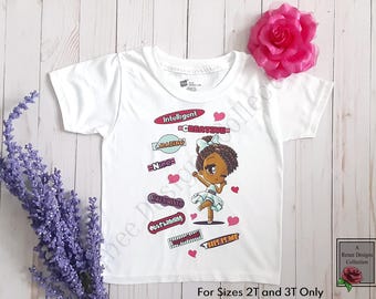 Camiseta de niña afroamericana: Afirmaciones positivas, talla 2/3