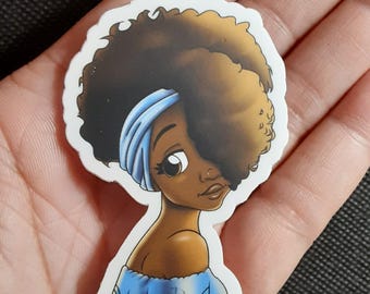 Pegatina de chica negra: cabello afro, arte ébano - Personaje 'Verdad'