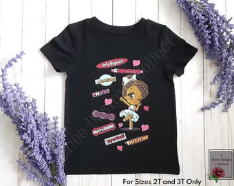 Camiseta de Afirmaciones: Magia de Chica Negra, Mensaje Positivo - Talla 3T