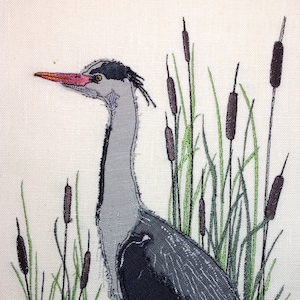 Raw Edge Applique Design &#39;Mr Heron&#39;