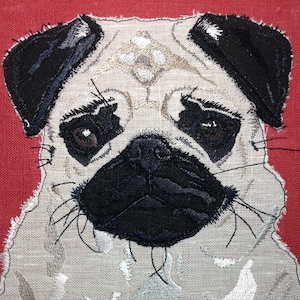 Raw Edge Applique &#39;Daisy the Pug&#39;