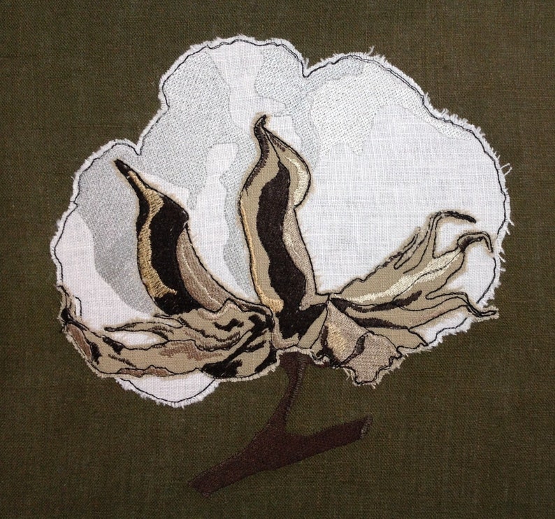 Raw Edge Applique Design 'single Cotton Boll' - Etsy