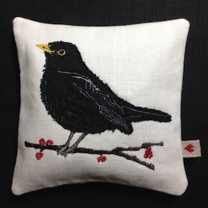 Raw Edge Applique Design &#39;Blackbird&#39; Lavender Bag