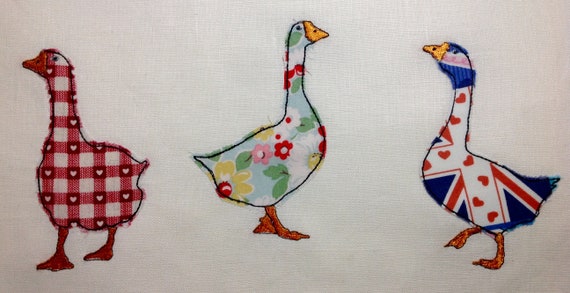 Raw Edge Applique Design 'gaggle of Geese' - Etsy