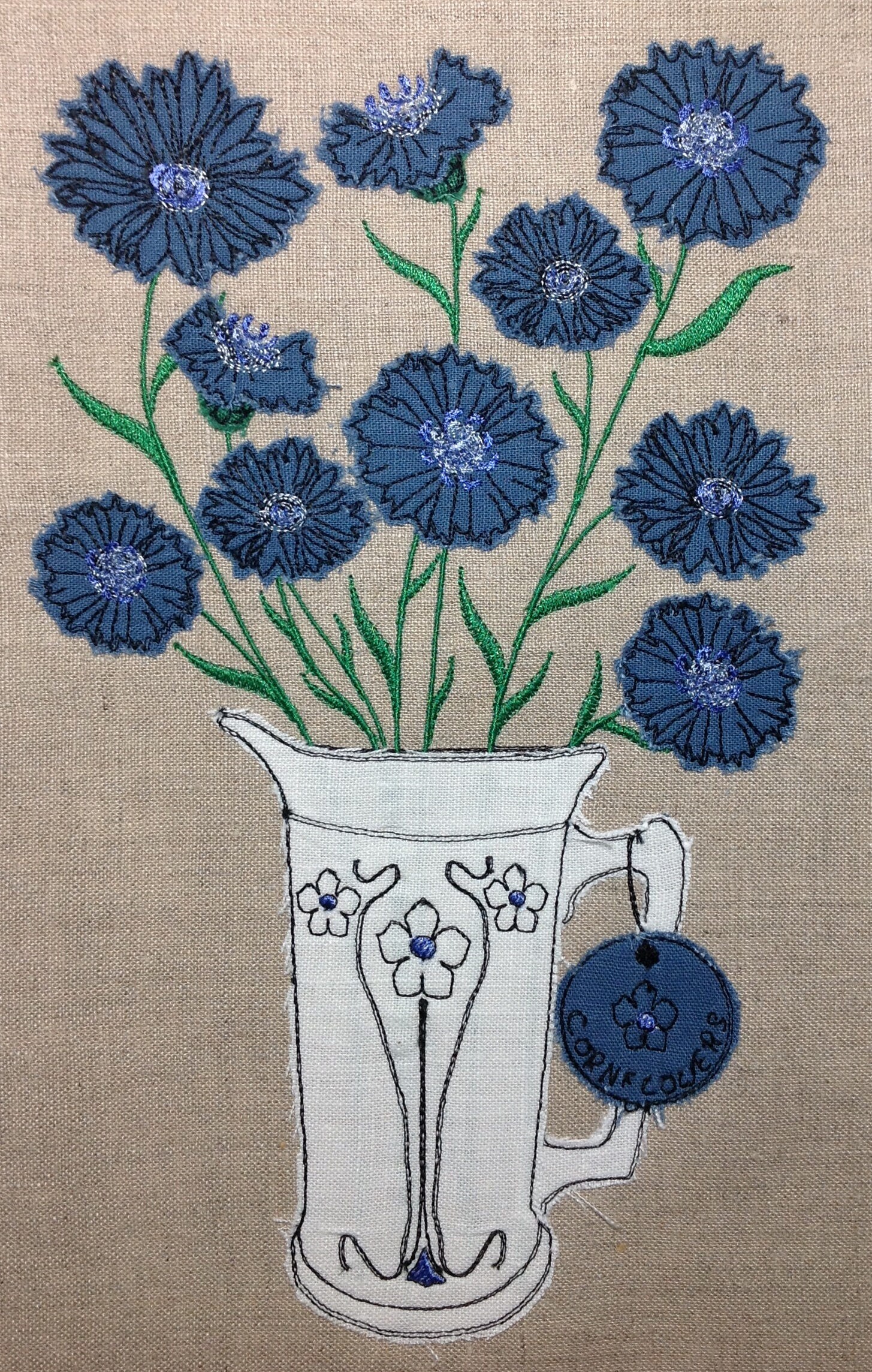 Raw Edge Applique Design 'cornflowers' Etsy