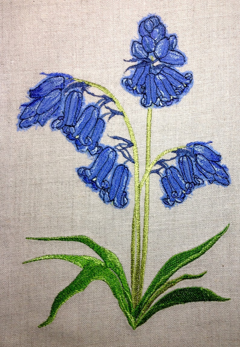 Raw edge applique design bluebells  etsy uk