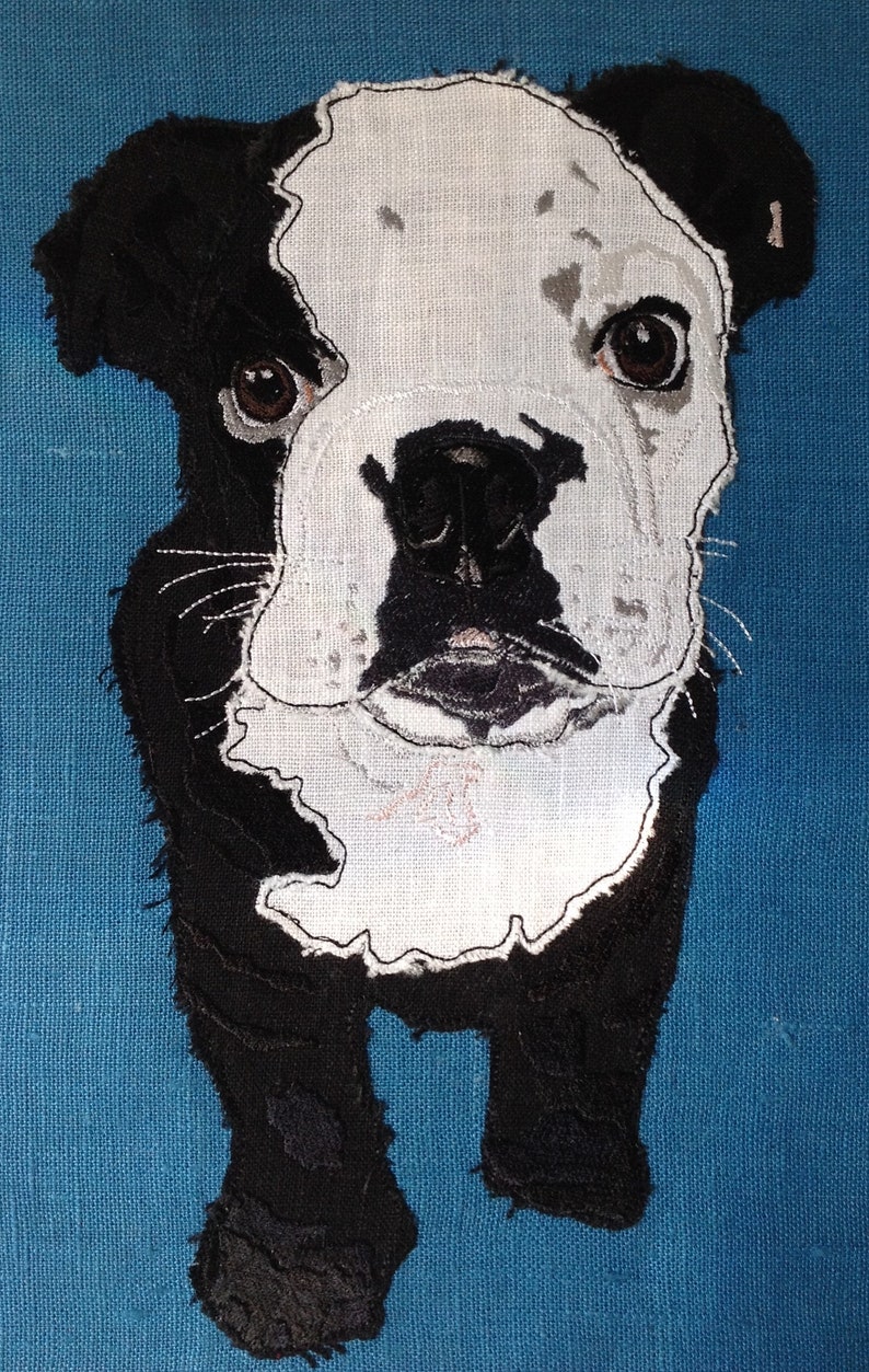 Raw Edge Applique 'FABLE the English Bulldog Pup' Etsy
