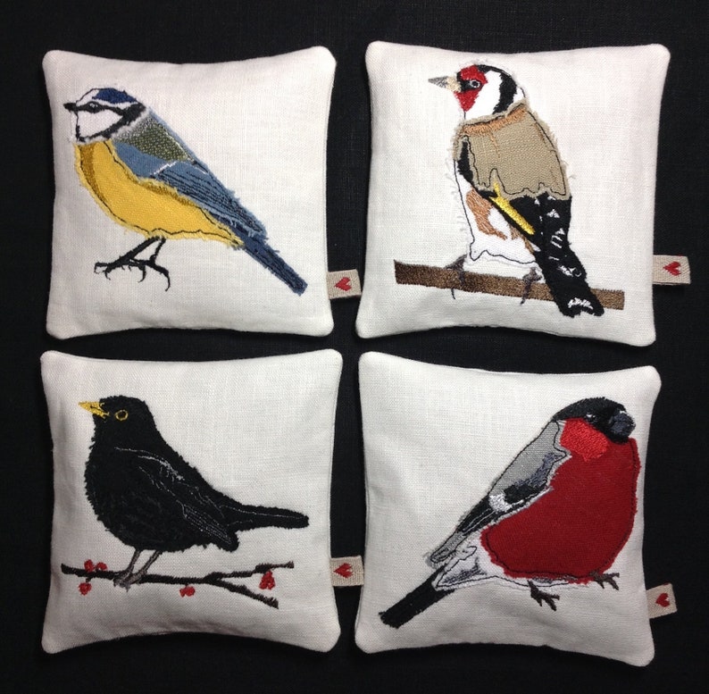 Raw Edge Applique Designs 'Set of 4 Garden Bird Lavender Etsy