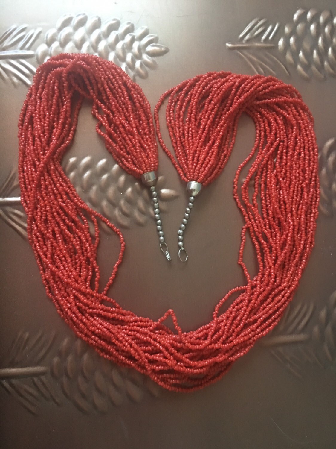 Vintage Coral Seed Bead Torsade Statement Necklace Etsy