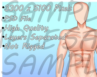 Vtuber - Addominali maschili, Base del corpo, Corpo intero, Corpo di base, Bambola non truccata, Pelle, Nudo, Vtube, Streamer, Twitch.tv