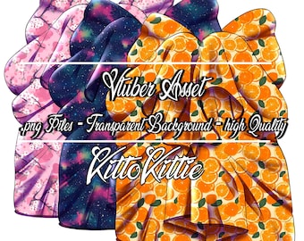 Vtuber Asset | Blanket | Blankie | orange | galaxy | cherry blossom | flowers | floral | stars | fruits