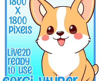 Corgi Vtuber / Completamente truccato / Precostruito / Pronto all'uso / Download istantaneo / Mascotte in streaming / Vtuber Studio / Live2d / Muovi il sedere / Carino