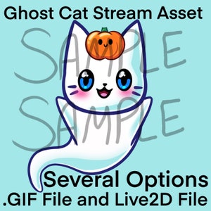 Freundliche Geisterkatze | Halloween-Asset | .gif Datei | Live2d Objekt | Bachdekoration | Haustier | Maskottchen | Katze | Vtuber