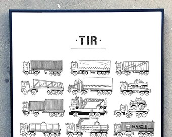 Car print poster, Nursery wall art, Big size print, Trucks, Car Wall Decor, Baby Room decoration, Nursery Boy, Trucks Poster