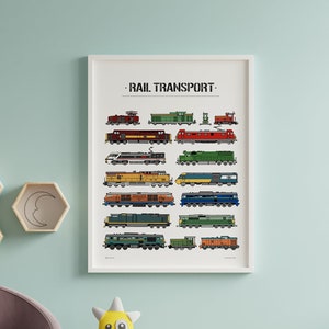 Cargo Train, Diesel Train, Steam Train Print, Train Nursery Decor, Rail Transport, Boy Room Decor, Birthday, Big Poster, Nursery Decor