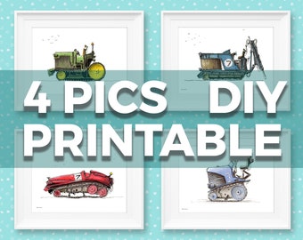 Tractors, DIY print, Printable Kids print, Printable Poster, Printable Kids Artwork, Printable John Deere, Digital Prints, Printable Nursery
