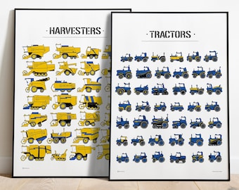 New Holland Set, Tractor, Farming, Farm Decor, Decor for kids, Boy Room Decor, Birthday Decor, Boy Birthday, Big Poster, Harvesters