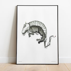 Steampunk Rat Print: Cyberpunk Industrial Decor (50x70cm)