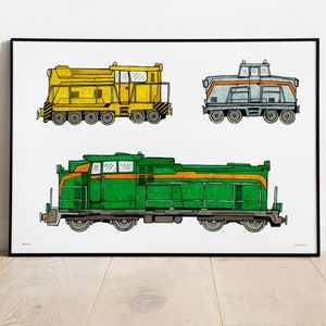 Diesel Train Art Poster: Colorful Locomotive Wall Art