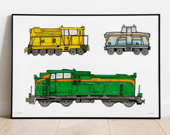 Locomotives, Train Art, Diesel Old Train, Train Art Poster, Train Wall Art, Train decor Art, Train print, Kids Train
