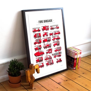 Red Fire Brigade Team This poster is big and red Its great wall decor for every Boy is fan of Firefighters image 4