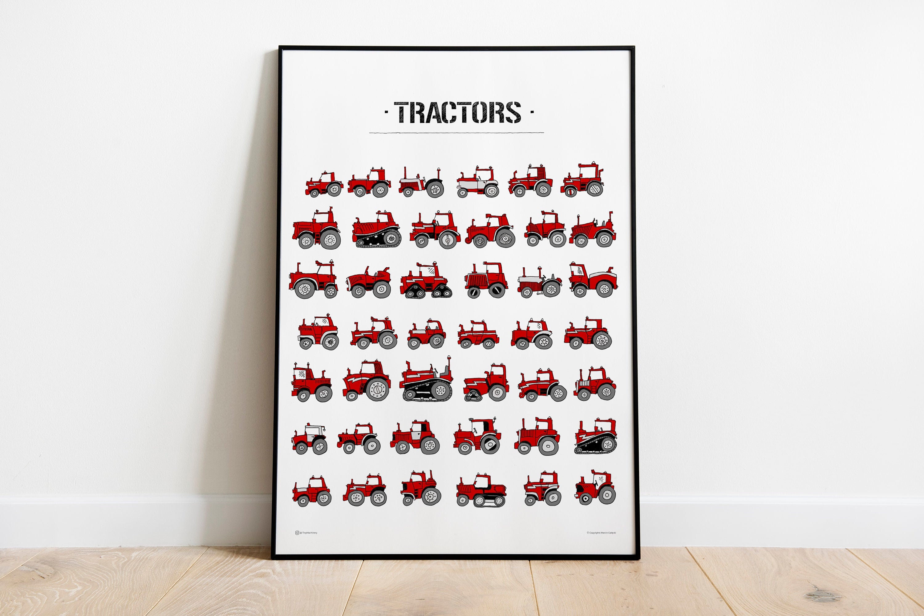 Red Tractor Print: Farmhouse Kids Room Decor