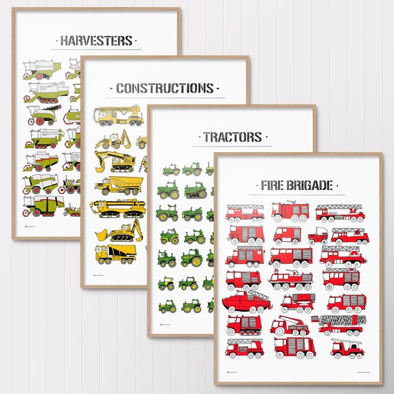 John Deere Boy Room Fire Brigade Kids Trucks Tractor Etsy