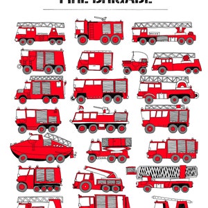 Red Fire Brigade Team This poster is big and red Its great wall decor for every Boy is fan of Firefighters image 2