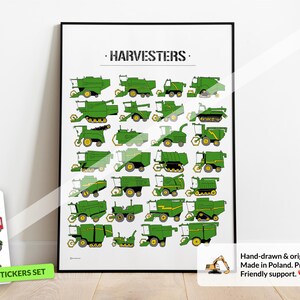John Deere Combine, John Deere, Farm Combine, Agricoltura, Decorazioni per fattoria, Decorazioni per bambini, Decorazioni per camerette per bambini, Compleanno per bambini, Poster grande