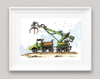 John Deere, Wood Transport, Truck Poster, Printed wall decor, Baby Boy room, Kids Wall Art Decor, Nursery Wall Posters, Toddler Vehicle